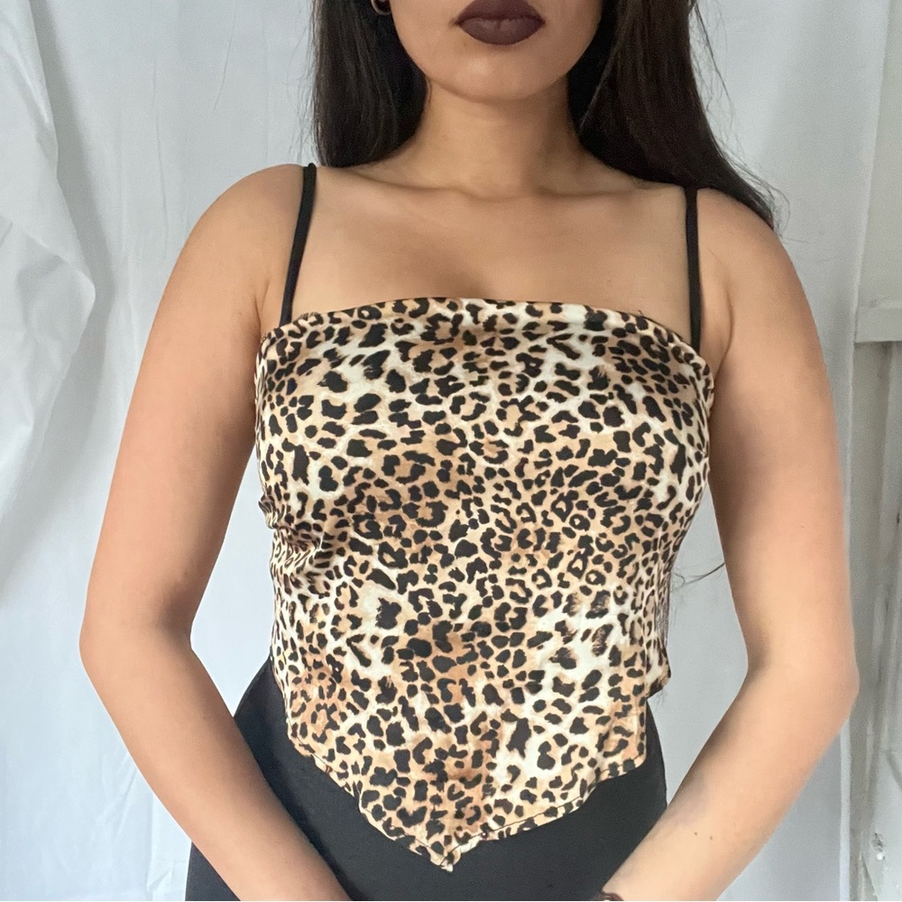 Leopard Print Satin Cami Top
